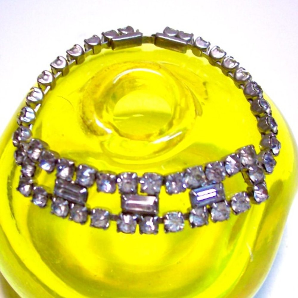 Vintage Silver tone Crystal Rhinestone Bracelet